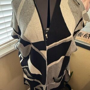 Lane Bryant Black and Gray Knit Cardigan